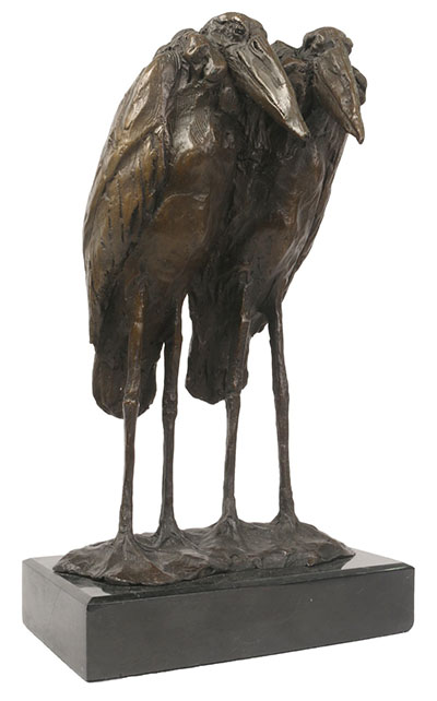 Birds Bronze Statue On Marble Base